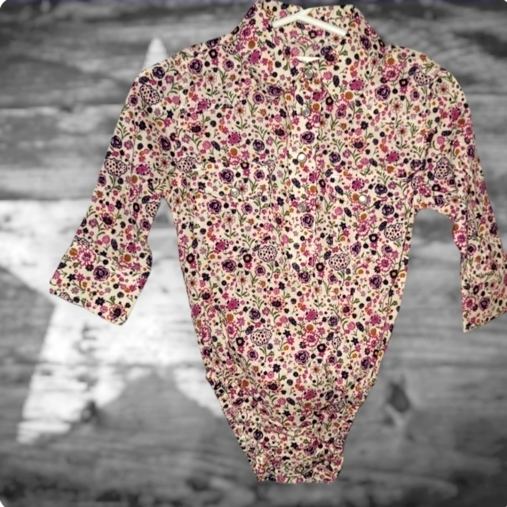 Infants Western Pearl Snap Long sleeves onesie Shirt